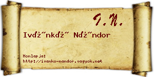 Ivánkó Nándor névjegykártya